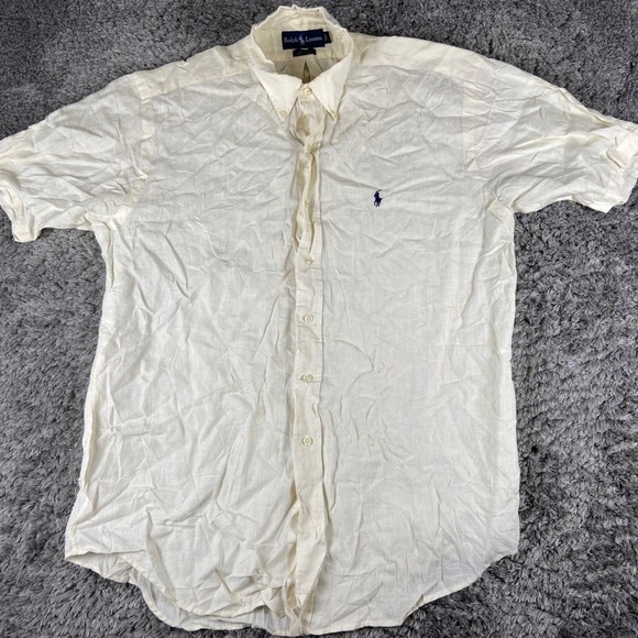 Ralph Lauren Other - Ralph Lauren Blake Linen Shirt Mens Large Cream Short Sleeve Button Down Pony